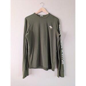 VTG Y2K Abercrombie & Fitch Long Sleeve Muscle Shirt Moose Logo Army Green Men L